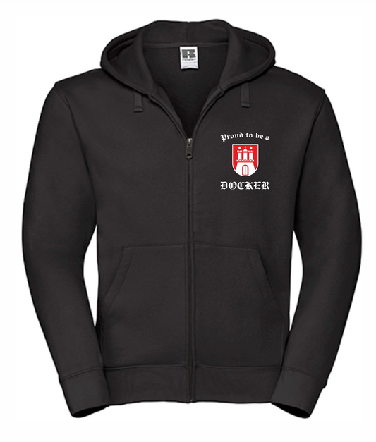 Hoodie Zip ''Proudt to b a Docker'' Schwarz