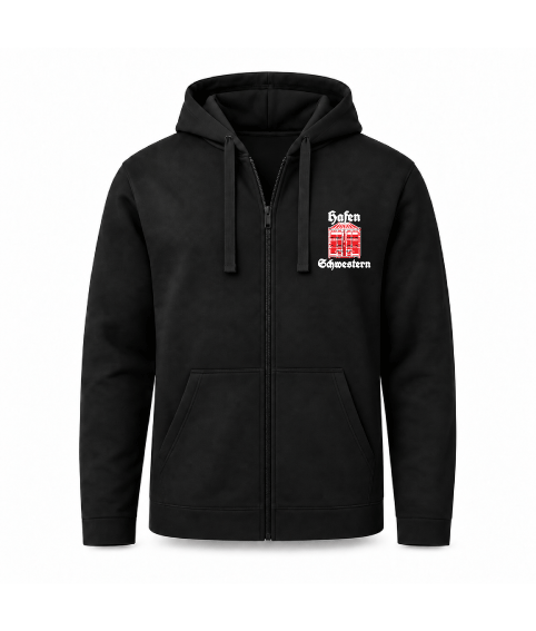 Hoodie Zip "Hafenschwestern" Schwarz