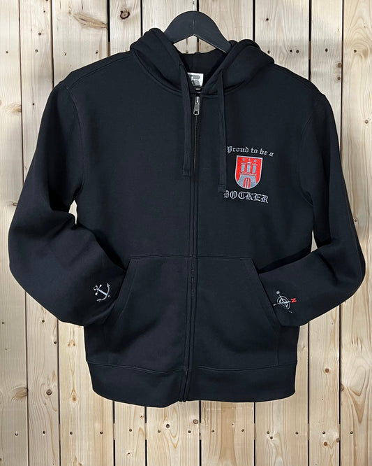 "PROUD TO BE A DOCKER" Gen.1 Zip Hoodie Schwarz